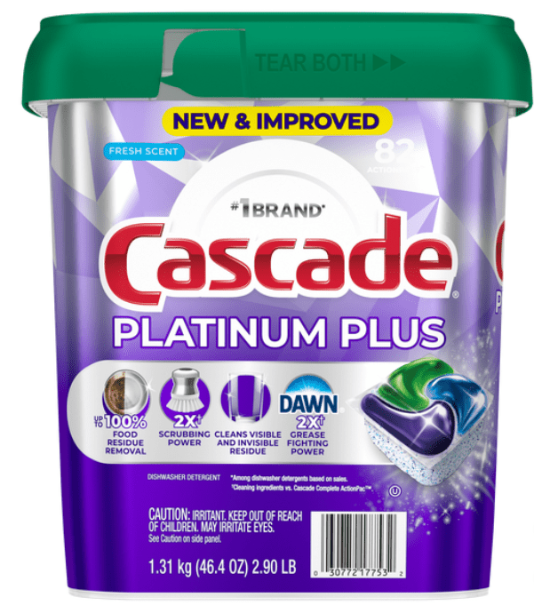 Cascade Platinum Plus Dishwasher Pods, Fresh Scent, 82 ct - thecleanstart