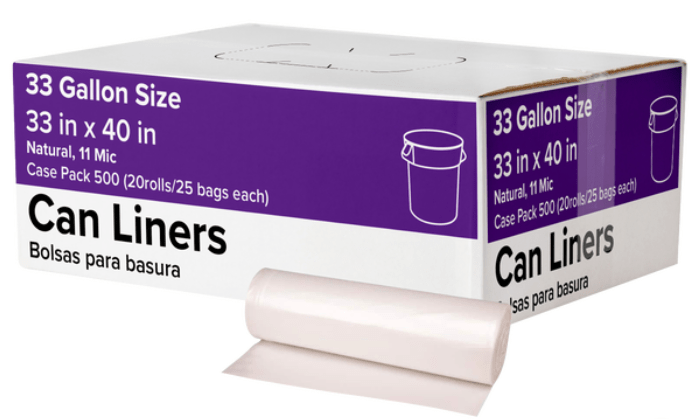 Garbage Bags - 33gl Clear, 500 Bags - thecleanstart