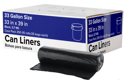 Garbage Bags - 33gl Black, 250 Bags - thecleanstart