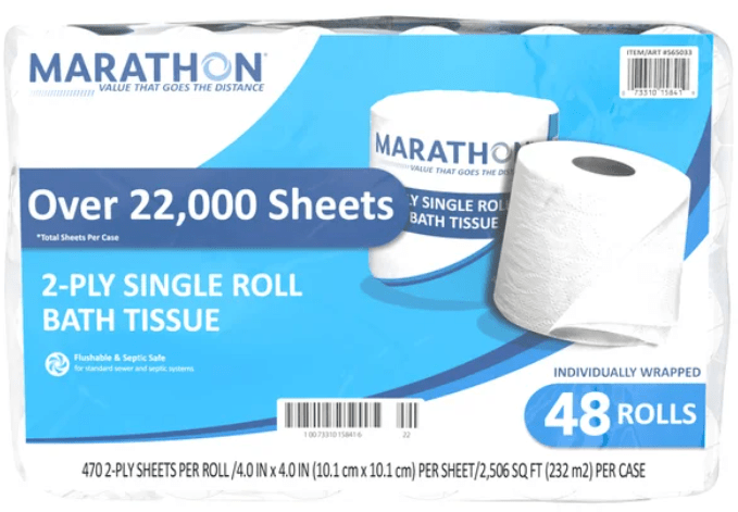 Marathon Toilet Paper, 48 Rolls/Case - thecleanstart